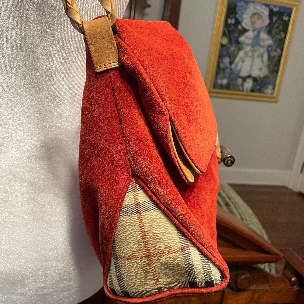 Luxury Burberry Prorsum Horndogle House Check suede leather PRISTINE